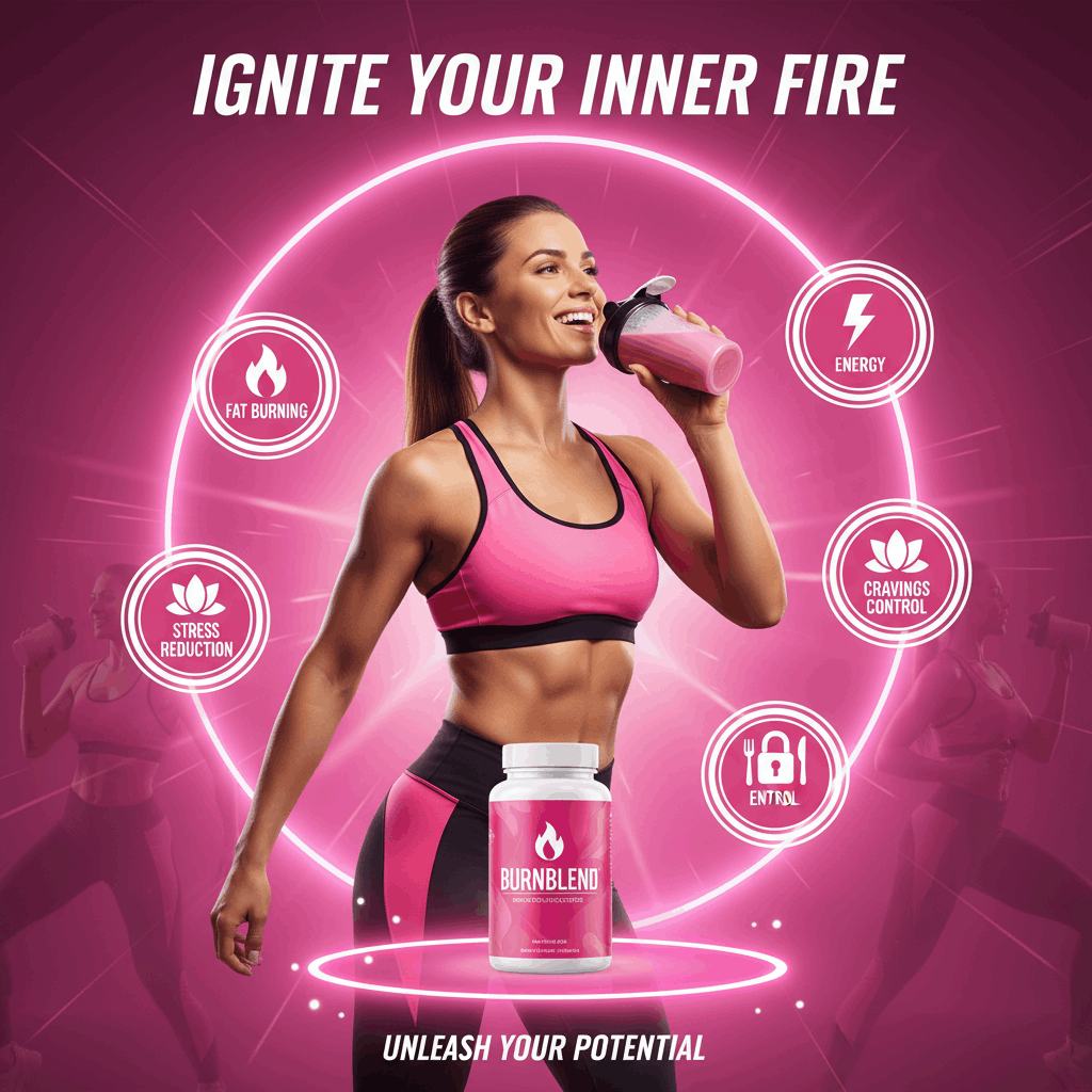 BurnBlend image with only women and product benefits.